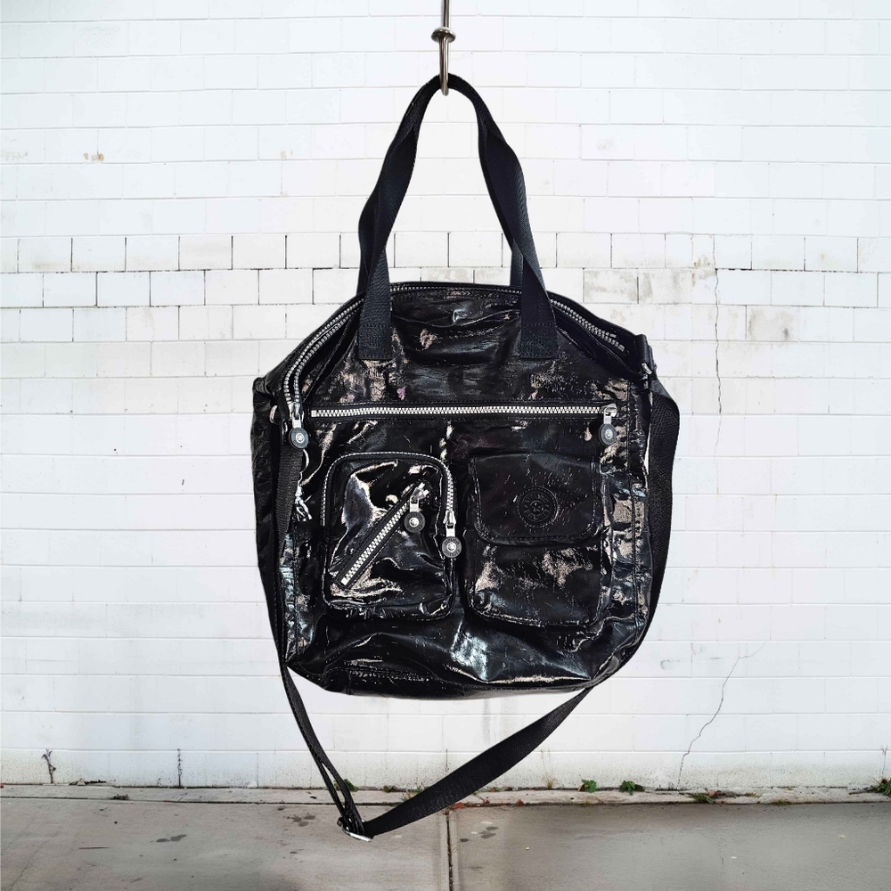 Kipling Shiny Black Messenger Bag